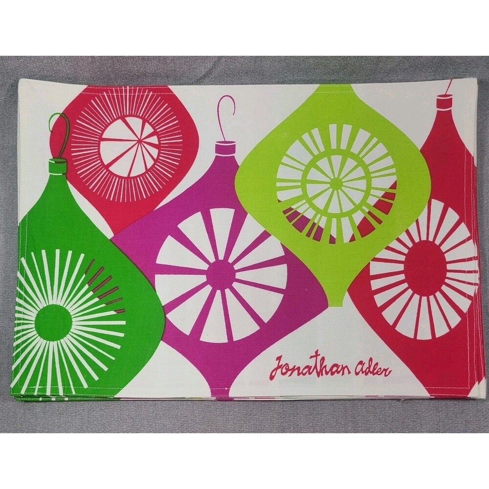 Happy Ornaments By Jonathan Adler Lot Of 7 Cloth Placemats NWT